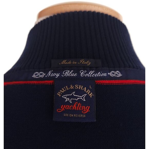 Paul & Shark Yachting Striped 1/2 Zip Sweater L Mens Navy Blue Collection $375 - Picture 10 of 15